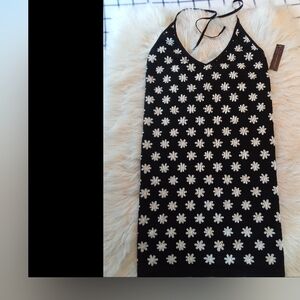 No Boundaries Black Dress with White Daisy Print